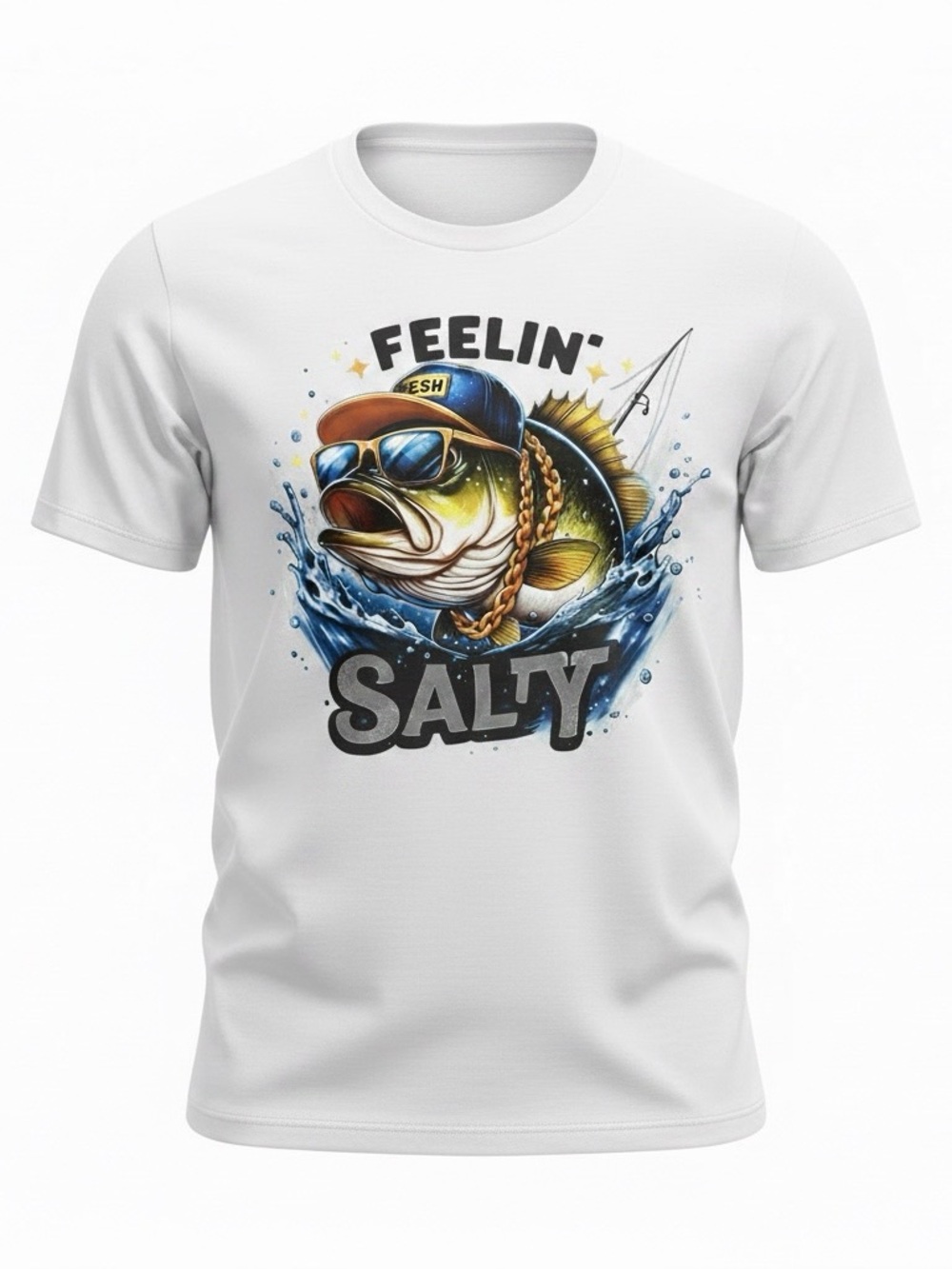 Gildan White Feelin' Salty Fish Graphic Tee